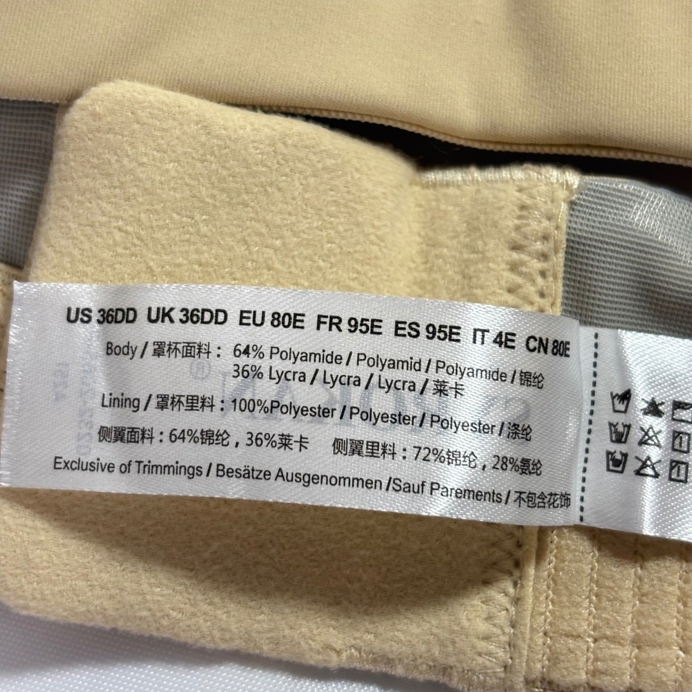 Syrokan Women 36 DD High Impact Adjustable Racerback Sport Bra Beige A251 Run - Picture 6 of 8